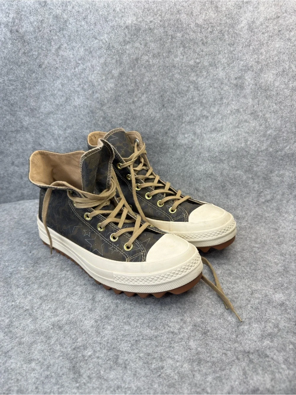 Converse Chuck Taylor All Star Lift Ripple Camo High Top Gold Star Womens Size 9